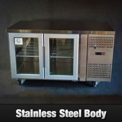 Fischer 2 Glass Door Bench Fridge Euro 282L - EBC02-GL